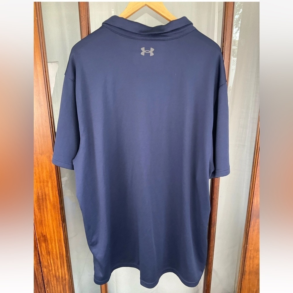Under Armour Polo Shirt Men 4XL Adult Blue Navy Outdoors Athletic Golfer Knit - Picture 2 of 6